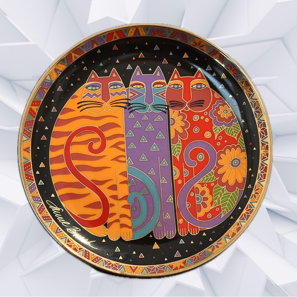 3 Laurel Burch Colorful Cat Dishes. - Picture 3 of 7